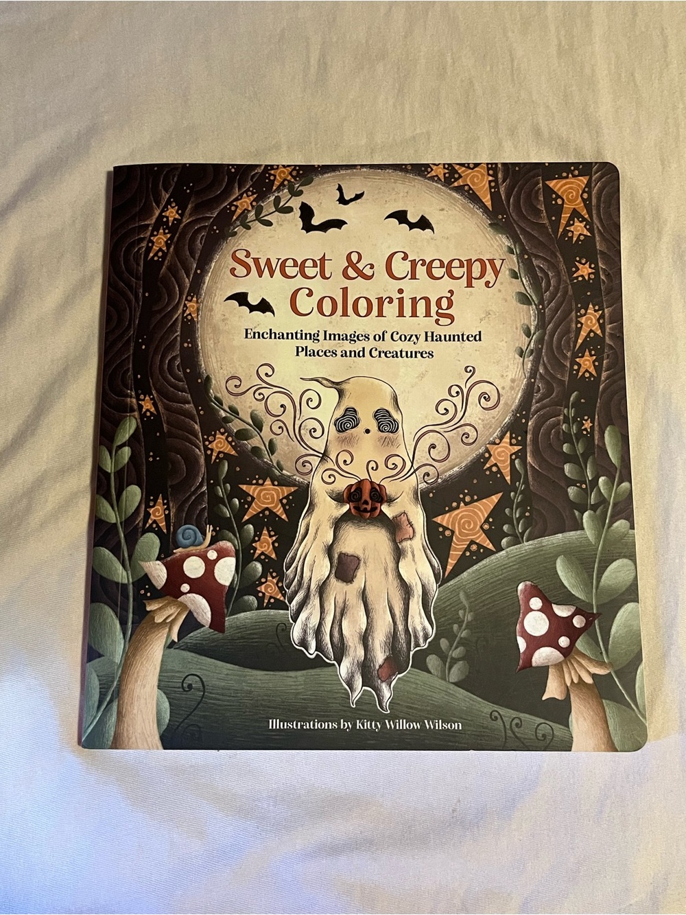 Sweet & Creepy Coloring Book - Ghost Illustration (Green, Brown, Cream)